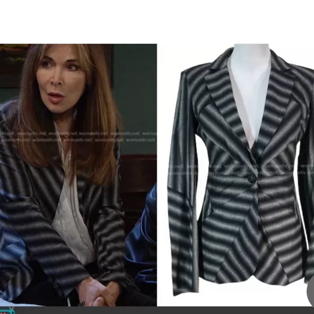 L.A.M.B. Black/Gray Geometric Pattern Wool Blazer-as seen on TV - Size 4